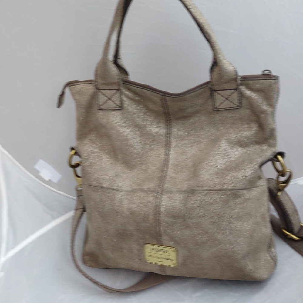 Fossil Metallic Coated Canvas Crossbody Bag